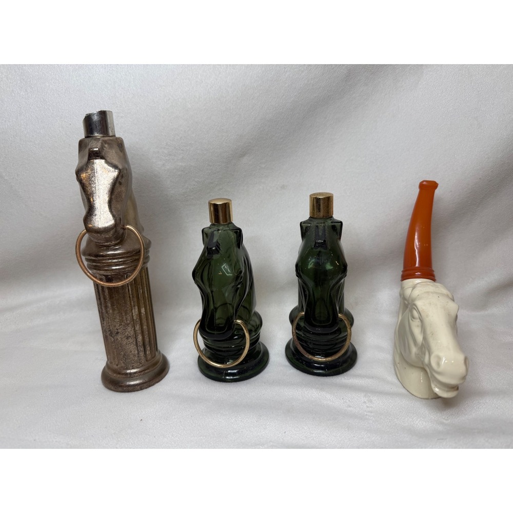 Vintage lot of horse head cologne decanter bottles collectible